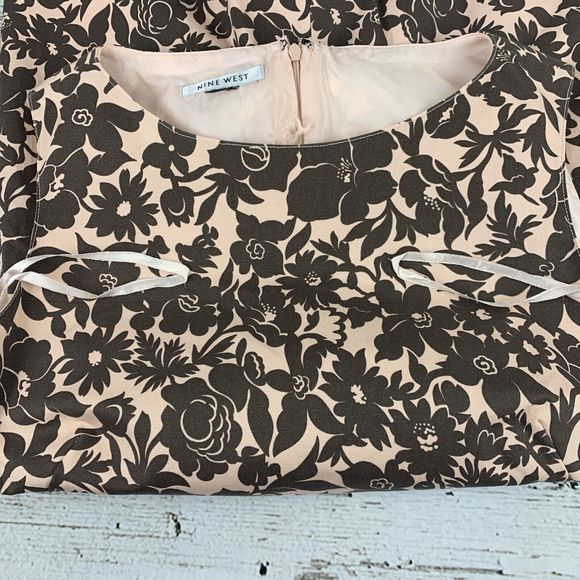 Nine West Sheath Dress [Size S/M] Sleeveless Floral Print Zipper Back Stretch‎ - Picture 7 of 10